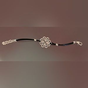 Brighton Silver and Black Leather Bracelet